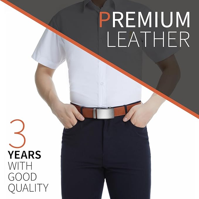 Zitahli Ratchet Belt for Men - 2 Packs Leather Mens belt For Gift Men Dress and Casual,Trim to Fit