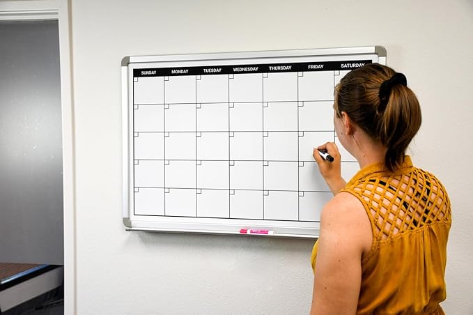 Month Calendar Dry-Erase Scheduling Whiteboard 48" x 36"