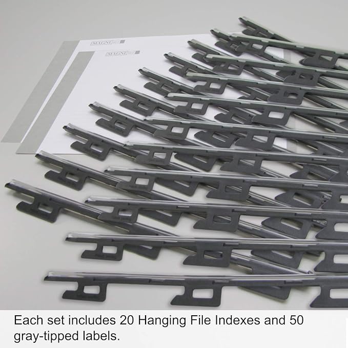 Ultimate Office MagniFile Insertable Hanging File Folder Tabs. Indexes That Double The Size of Your File Titles to Find Files Fast! (Set of 20), Black