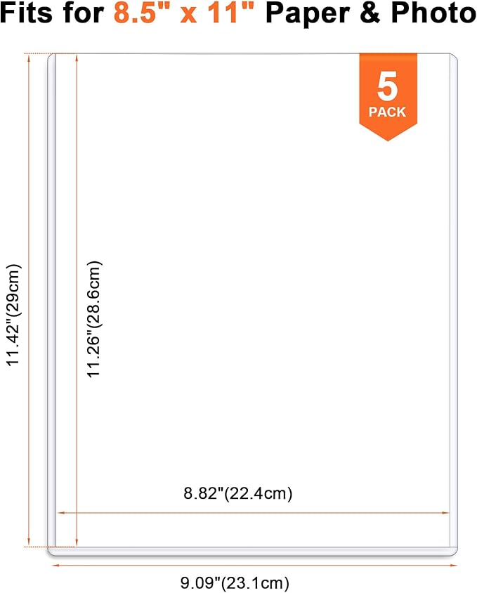 Ndsox 5 Pack 8.5" x 11" Rigid Print Protectors Clear Hard Plastic Sheet Protectors Top Loading for Birth Certificates, Documents, Posters, Photos, Meuns, Heavy Duty No-Hole Plastic Document Sleeves