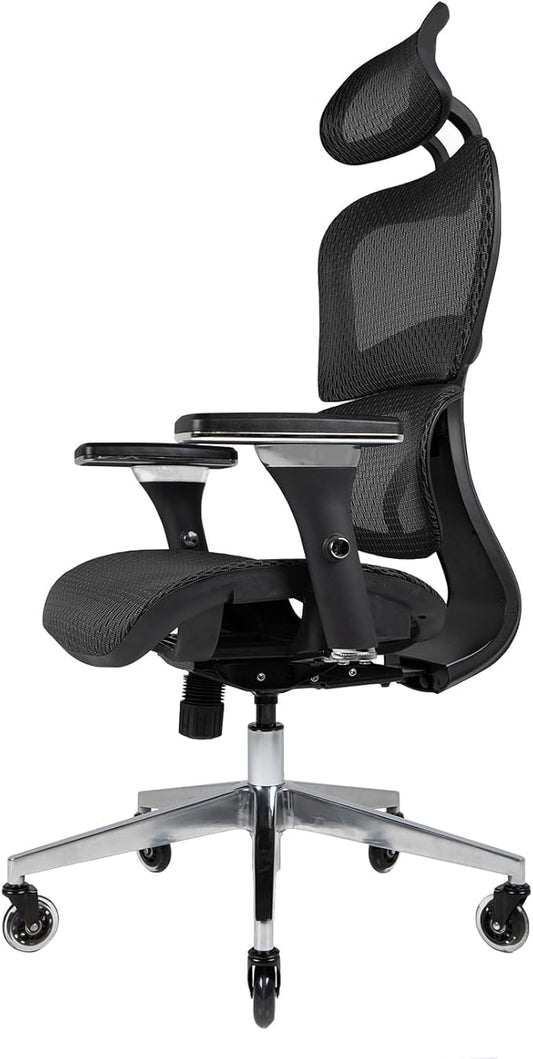 Nouhaus Ergo3D Ergonomic Office Chair Lumbar Support Mesh Office Chair with 4D Adjustable Armrest, Adjustable Headrest and Wheels, Mesh High Back Home Office Desk Chairs(Black)