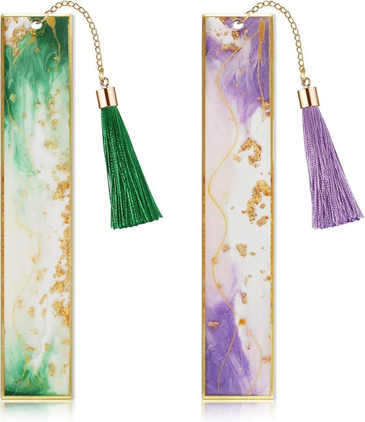 Kaluofan 2PCS Book Marks for Women, Durable Handmade Resin Bookmarks for Mothers, Teachers, Students and Book Lovers on Mother's Day, Teachers' Day, Christmas