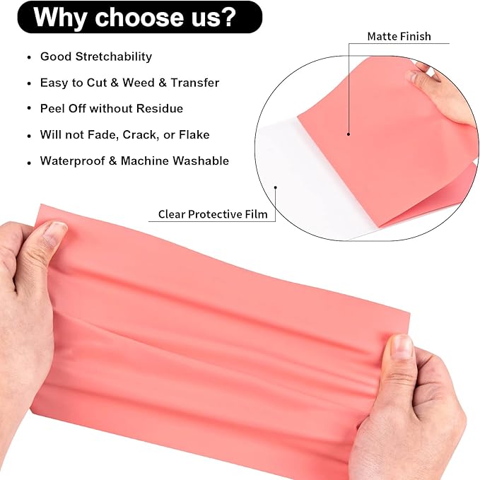 VINYL FROG Heat Transfer Vinyl Roll HTV Vinyl - 12" x12ft Coral Iron on Vinyl for T-Shirts, Heat Press Vinyl for DIY Craft Designs (Coral)