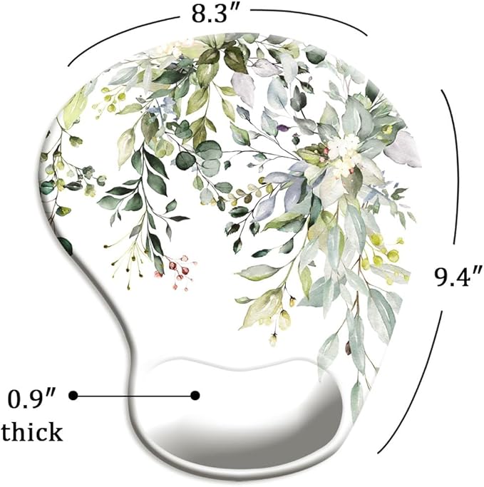 Ergonomic Mouse Pad with Wrist Support and Coaster,Mouse Pads with Non-Slip PU Base for Home Office Working Studying Easy Typing & Pain Relief Watercolor Leaves