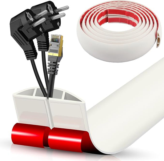 Floor Cord Cover Cable Cavity Self Adhesive Cord Hider Floor Floor Cable Management Power Cord Protector Floor Electric Cord Covers for Offices, Gym, Exhibitions (Beige, 2.36" x 10')