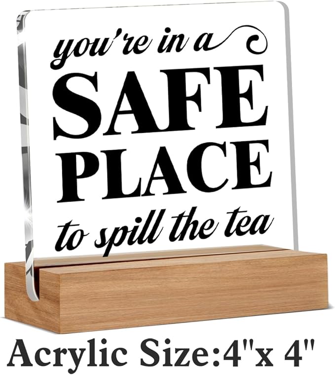 Counseling Therapy Office Decor, School Counselor Therapist Gifts, Social Worker Office Decorations, You're in A Safe Place Decorative Desk Signs Acrylic Plaque