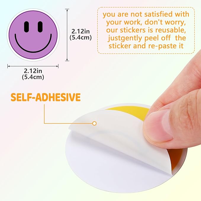 100PCS Smiling Face Stickers, Cute Water Bottle Stickers for Kids, for Teaching Rewards, Notebooks, Stationery, Luggage, Cartoon PVC Happy Sticker