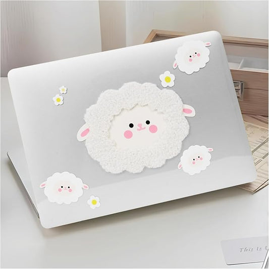 DTangLsm Compatible with MacBook Air 13 inch Case 2022 2021 2020-2018 Model A2337 M1 A2179 A1932 Cute Cartoon Clear Plastic Hard Shell Case with Cute Plush Sheep & Keyboard Cover, Cute Cartoon Sheep