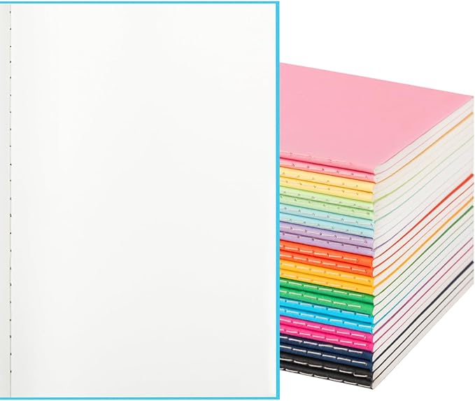 24 Pack Colorful Blank Notebooks for writing, Journals Bulk, A5 Composition Books, 8.3x5.5 Inch, 60 Pages, 30 Sheets Sketchbooks for Office School Travel Supplies (Blank-24 pack, 12 Colors)