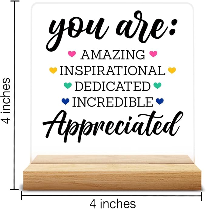 Appreciation Gifts for Men Women, Thank You Gifts for Mentor Leader Coach Boss Colleague, Acrylic Desk Sign Decor