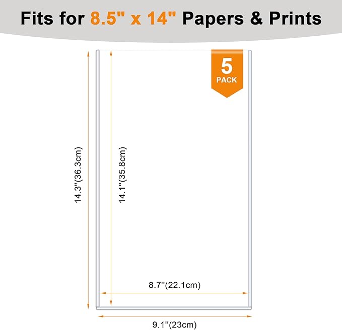 Ndsox 5 Pack 8.5" x 14" Rigid Print Protectors Clear Hard Plastic Page Sheet Protectors Top-Loading Rigid Menu Holders for Legal Size Paper, Documents, Photographs, Posters, Prints, Birth Certificates