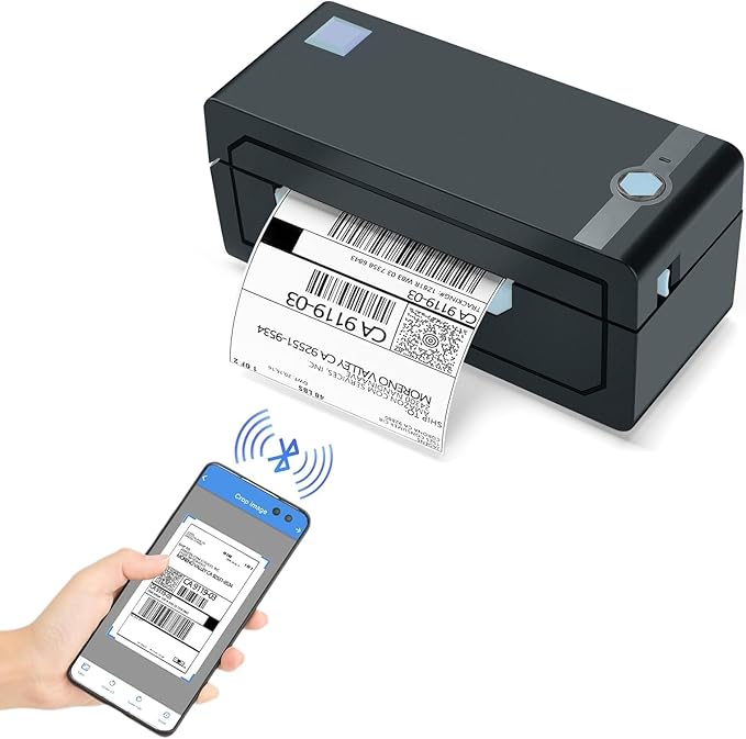 JADENS Bluetooth Thermal Shipping Label Printer – Wireless 4x6 Shipping Label Printer, Compatible with Android, iPhone, Windows & Mac, Widely Used for Ebay, Amazon, Shopify, Etsy, USPS