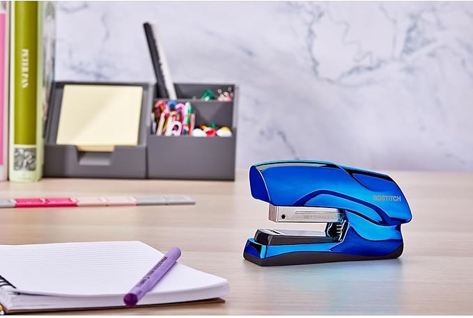 Bostitch Office Heavy Duty Stapler, 40 Sheet Capacity, No Jam, Half Strip, Fits into the Palm of Your Hand, For Classroom, Office or Desk, Metallic Blue