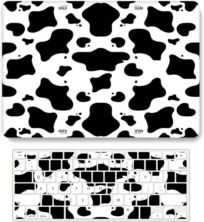 Case Compatible with MacBook Pro 16 inch 2020 2019 Release A2141 with Touch Bar/Touch ID, Plastic Laptop Hard Shell Protective Case & Keyboard Cover Skin - Milk Cow