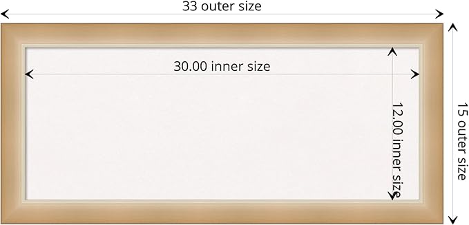 Amanti Art White Cork Board for Wall, 15x33 Vision Board with Gold Frame, Medium Corkboard Office Decor for Home Organization, Modern Contemporary Corkboard Pinboard to display items for home