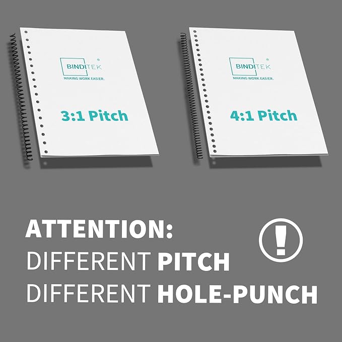 Binditek 60 Pack Plastic Spiral Binding Coils, Multi Size (8mm, 10mm, 11mm, 14mm, 16mm), 3:1 Pitch, 36-Loop, for Lettersize, for Students and Coworkers