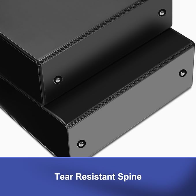 Comix Sturdy 3 inch Round Ring View Binder, Basic 3 Ring Binder 600-Sheet Capacity, Fit 8.5" x 11" Paper, 6 Pack (Black)