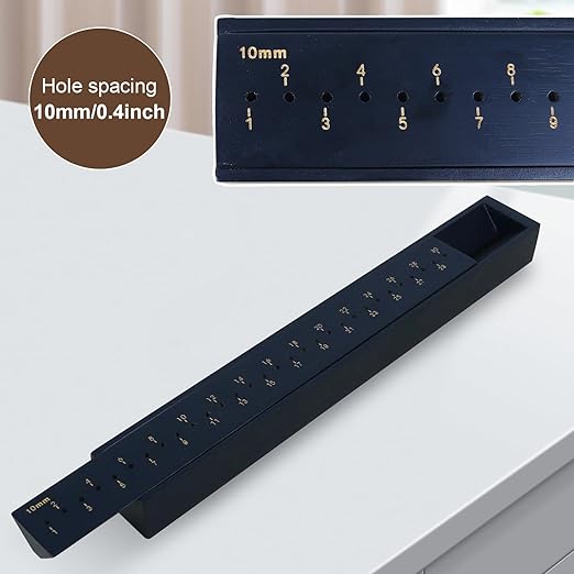 Black Book Binding Cradle, Wood Bookbinding Punching Cradle with an Awl, Bamboo Signature Punching Cradles with Piercing Guide 10 mm Hole Spacing, Portable Book Binding Tools Kits for Book DIY Crafts