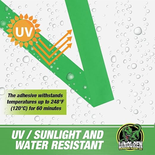 LAUCO DINOGREN High Performance Masking Tape for Car Paint, Heat & Water Resistant, Multi-Purpose Green (0.75 in 48 Rolls)