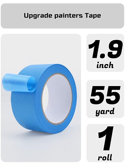 Lichamp Blue Painters Tape, 1 Pack 1.9 inch by 55 Yards Paper Tape, Blue Tapes for Crafts Arts