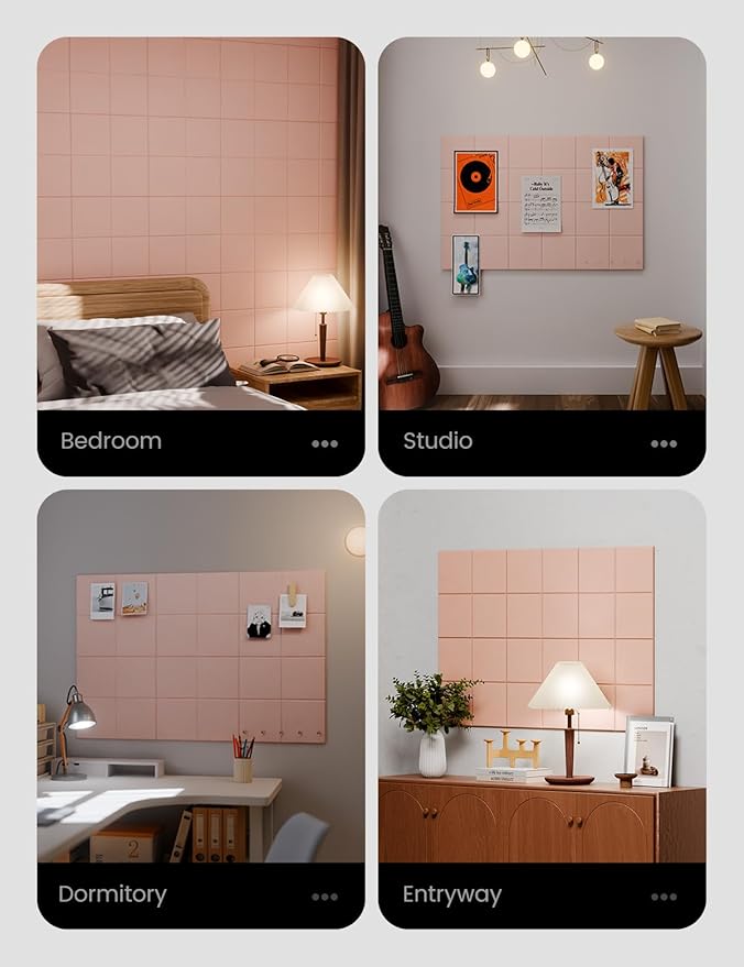 Large Felt Bulletin Board 36" x 24"Cork Board Alternative-6 Pack with 40 Safe Removable Adhesive Tabs, Cork Boards for Walls Cork Board for Home Office Classroom Pin Board-Coral