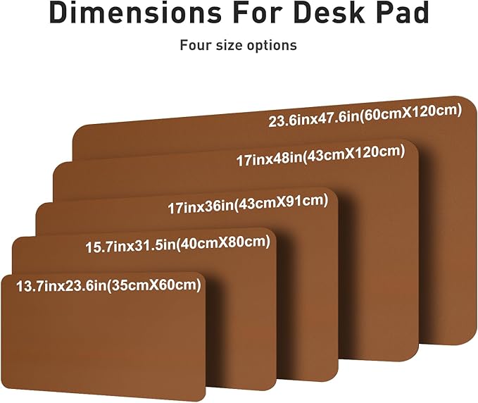 Aothia Faux Leather Desk Mat – Large Mouse Pad, Non-Slip PU Leather Blotter, Waterproof Writing Surface for Office and Home (Brown, 47.2" x 23.6")