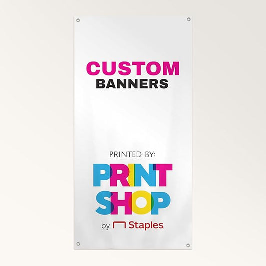 Staples Custom Scrim Vinyl Banner - 24W" x 48L" Quote Banner with 4 Grommets - Durable Outdoor Sign for Events, Promotions, and Business Advertising (Wood)