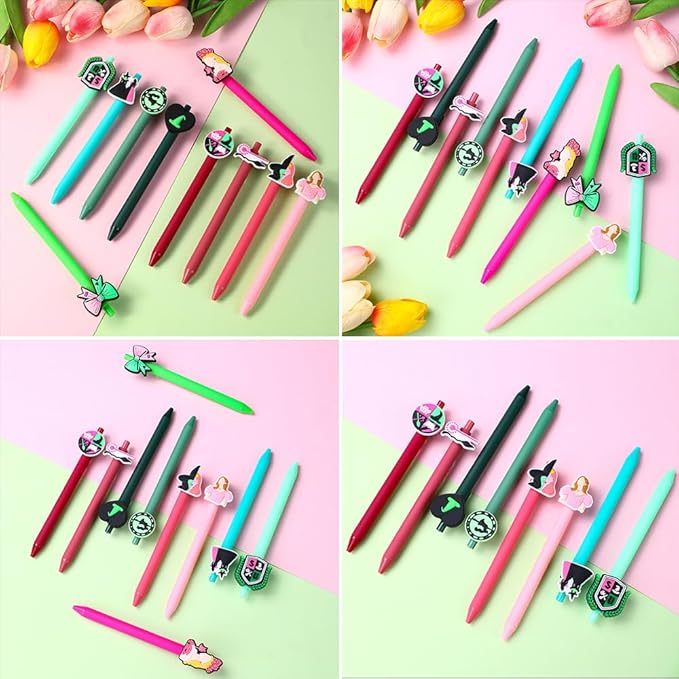 10 Pcs Halloween Ballpoint Pen DIY Retractable Gel Ink Pen Princess and Witch Cartoon Pens for Office Stationary Writing Pen Party Favors