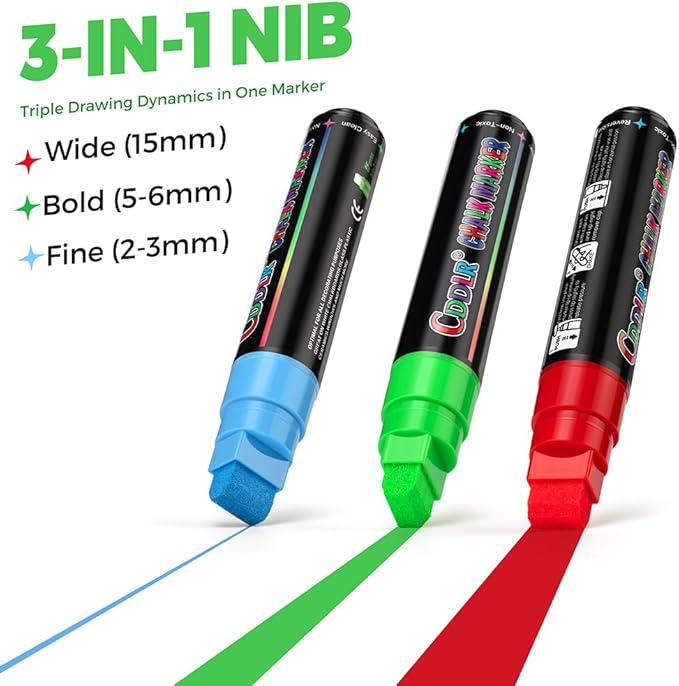 Window Chalk Markers for Cars Washable,Jumbo Liquid Chalk Marker with 8 Colors 15mm Thick Tips,Window Paint Markers for Auto,Glass,Blackboards,Bistro, Mirror, Poster, Business