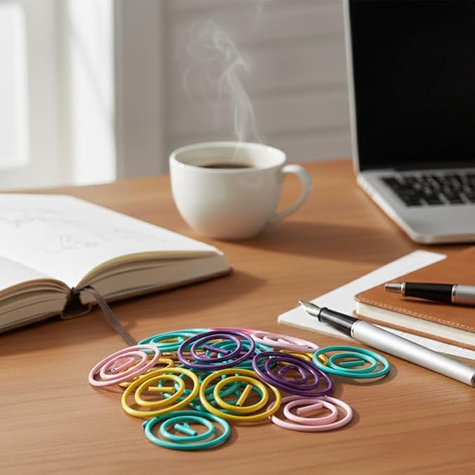 JAM PAPER Circular Paper Clips - Round Paperclips - Spring Assortment - 250/Pack