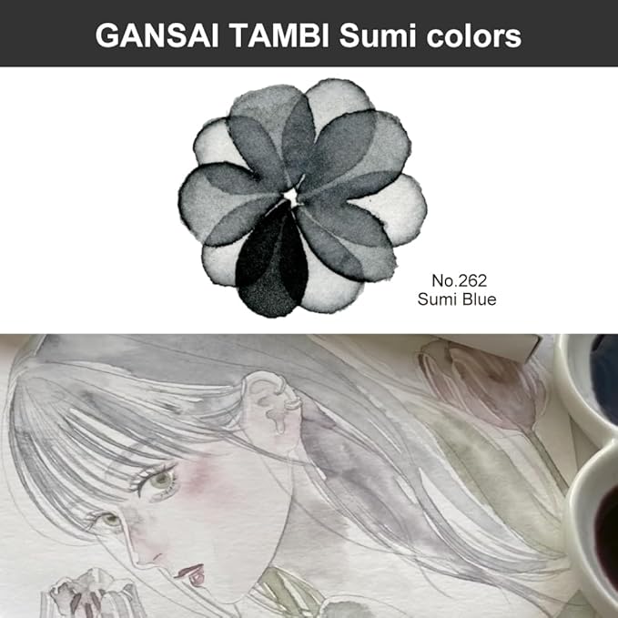 Kuretake Zig illustration watercolor Set, 3 Gansai Tambi, Fineliner and Waterbrush pen, for Inktober, Manga, Drawing, Calligraphy, Professional, Artist, Made in Japan (IKTB-25/7V)