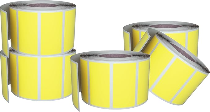 Small Color-Coding Label Roll 40mm x 19mm, 5 Rolls- 2500-Pack, Rectangular Labels Paper Sheets Bulk 1.57in x 0.75 in (Pastel Yellow) by Royal Green