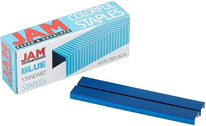 JAM PAPER Standard Size Colorful Staples - Royal Blue - 5000/box