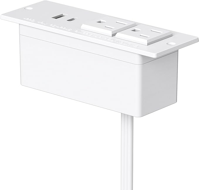 Conference Recessed Power Strip USB C PD 20W Fast Charging,Furniture Recessed Outlet,2 Outlets,2 USB Ports Table Power Strip,Flush Mount Power Strip for Side Table,6ft Cord,Flat Plug