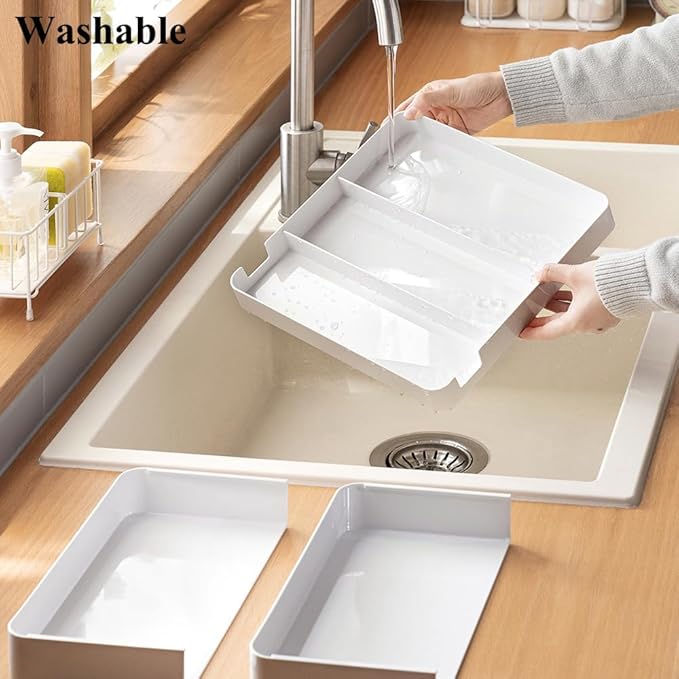 Shallow Drawer Organizer, 2 Pack Expandable Office Drawer Organizers Dividers, Pen Organizer for Desk, Tray Box Accessories for Desktop, Bathroom, Kitchen, Makeup, Vanity, Medicine