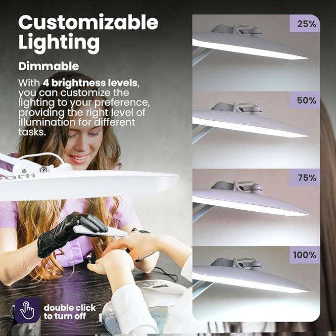 Neatfi XL 2,200 Lumens LED Desk Lamp with Clamp, 24W Bright Architect Task Lamp, 20 Inches Dimmable Computer Light, Adjustable Desk Light for Home, Office, Crafts, Nails & Hobbies (Non-CCT, White)