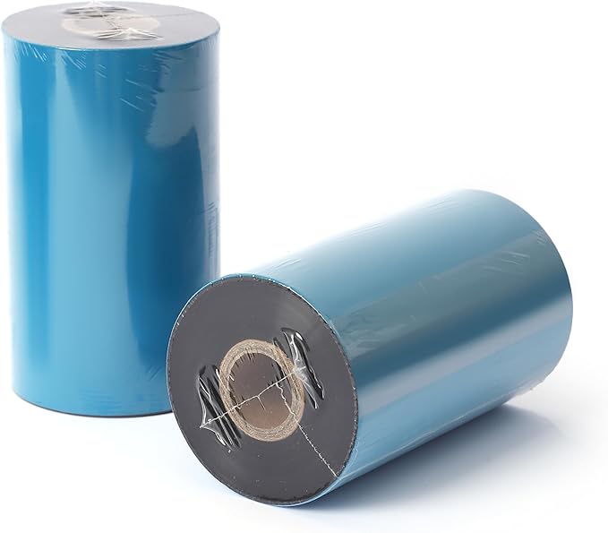 6 Rolls 5.12'' x 1476' Premium Resin Enhanced Wax Ribbon, 130mm x 450m Black Thermal Transfer Ribbon, Barcode Thermal Label Printer Ribbon, CSO-Ink Outside, 1'' Core for Zebra, TSC, GoDex, Citizen