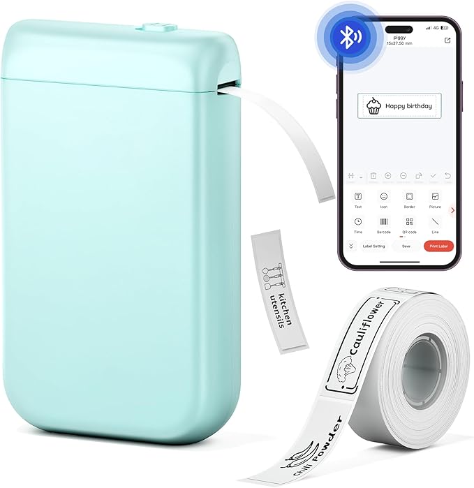 Label Maker, Bluetooth Label Makers Compatible with Phone, Label Maker Machine with Tape, Mini Label Maker for Family School, Label Machine with Lots of Style Templates Easy to Use