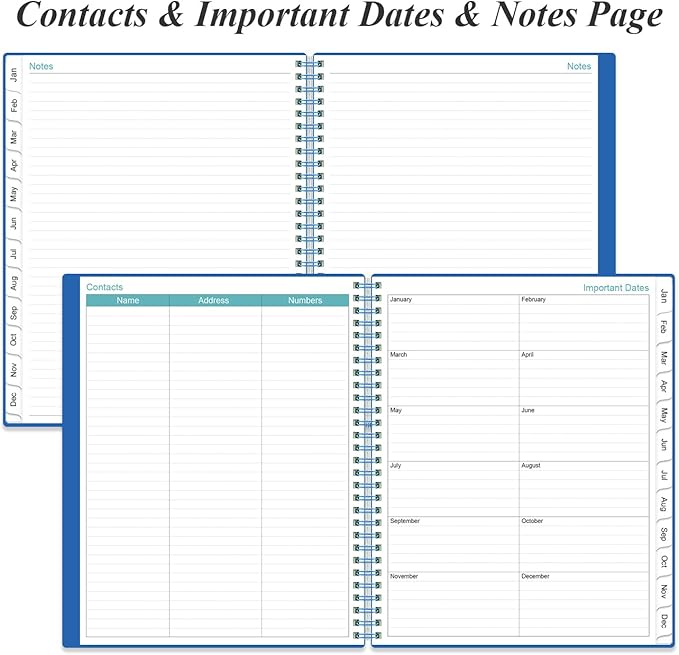 2026 Planner - Planner 2026 from January 2026 to December 2026 with 12 Monthly Tabs, Flexible Cover, Inner Pocket, 8.5" x 11", Blue
