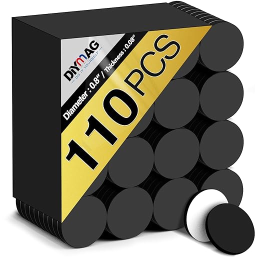 DIYMAG Round Magnets with Adhesive Backing for Crafts - 110 PCs Flexible Magnetic Tape - Flexibility Magnet Sheets with Adhesives for Craft,Easy Peel and Stick