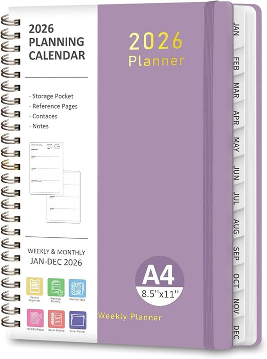 2026 Planner, Weekly and Monthly Calendar Academic Planner, Jan 2026 - Dec 2026, Planning Agenda Book for Desk Accessories and School Supplies - Letter Size (8.5'' x 11'')