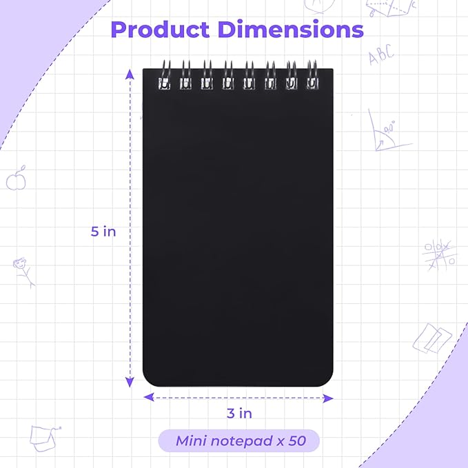 Small Spirals Notepads, 50 Pcs 3 x 5 Inches Mini Notebooks, 60 Sheets Mini Portable Pocket Notebook, Top Bound Notebook Memo Pads for Home Office School