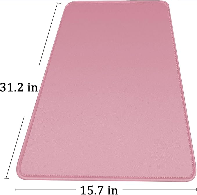 Large Mouse Pad with Stitched Edges, Durable Non-Slip Natural Rubber Base, Waterproof Computer Keyboard Pad Mat for Esports Pros/Gamer/Desktop/Office/Home - Pink