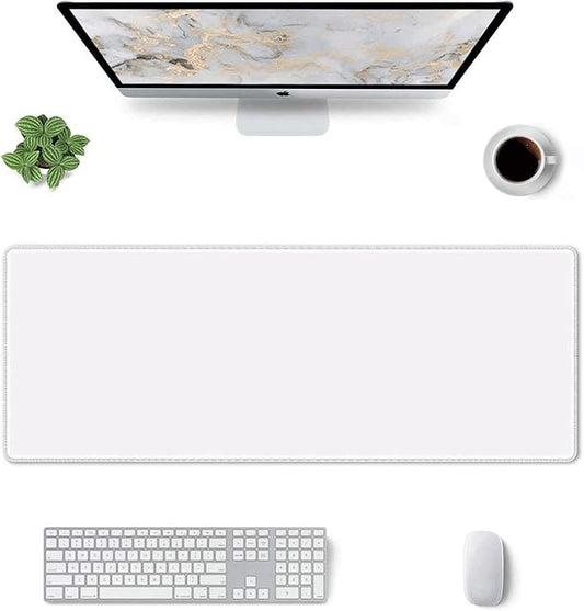 Grey White XL Extended Large Gaming Mouse Pad 31.5"x11.8" Non-Slip Rubber with Stitched Edges, Extra Long Desk Mat Computer Laptop Writing Mat for Desktop Office Home