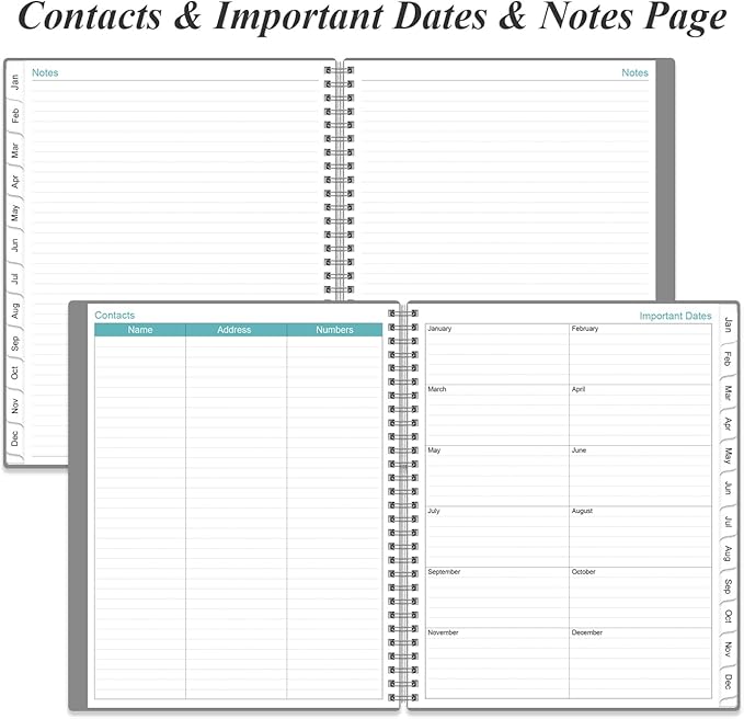 2026 Planner - Planner 2026 from January 2026 to December 2026 with 12 Monthly Tabs, Flexible Cover, Inner Pocket, 8.5" x 11", Grey-B