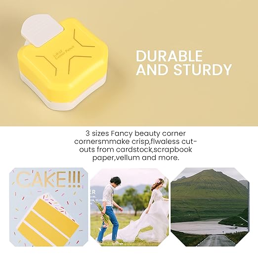 MyArTool 3 in 1 Chamfer Corner Punch, 3 Way Craft Paper Corner Cutter for Paper Crafts, Laminate, Cardstock, Business Card, DIY Projects, Photo, Card Making and Scrapbooking