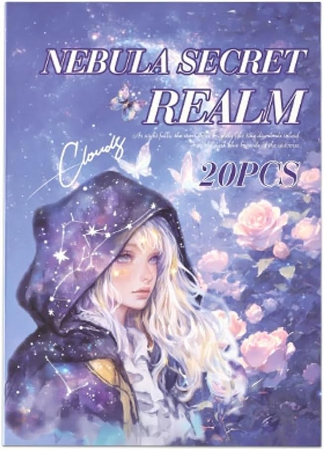 TIAMECH Nebula Secret Realm Sticker Book - Witch Magic Cat Series, 20 Sheets PET & Washi Stickers for Scrapbooking, Ephemera, Waterproof Junk Journaling Supplies & DIY Crafts (Size 10.5 x 7.1in)