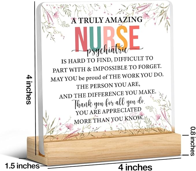 Psychiatric Nurse Gifts for Women Nurses Week Gifts Appreciation Thank You Graduation Gift for Nurse Office Desk Decor for Home Acrylic Sign Christmas Gift