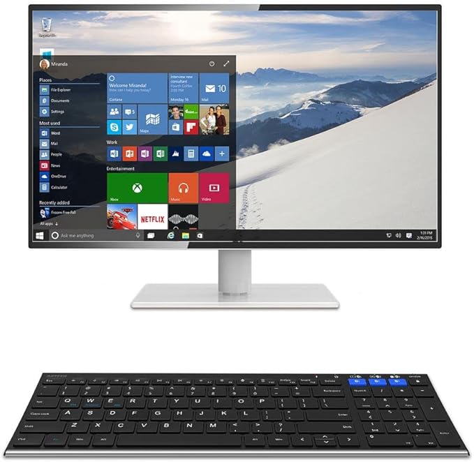 Arteck HB193 Universal Bluetooth Keyboard Multi-Device Stainless Steel Full Size Wireless Keyboard for Windows, iOS, Android, Computer Desktop Laptop Surface Tablet Smartphone Rechargeable Battery