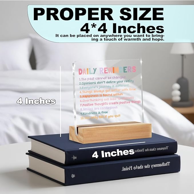 Inspirational Motivational Gifts Employee Appreciation Gifts Little Reminders You are Enough Clear Desk Decorative Sign Acrylic Sign With Wooden Stand for Office Table Shelf Decor Desk Accessories